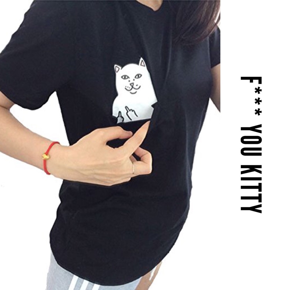 F*** You Sassy Cat Pocket Tee - New